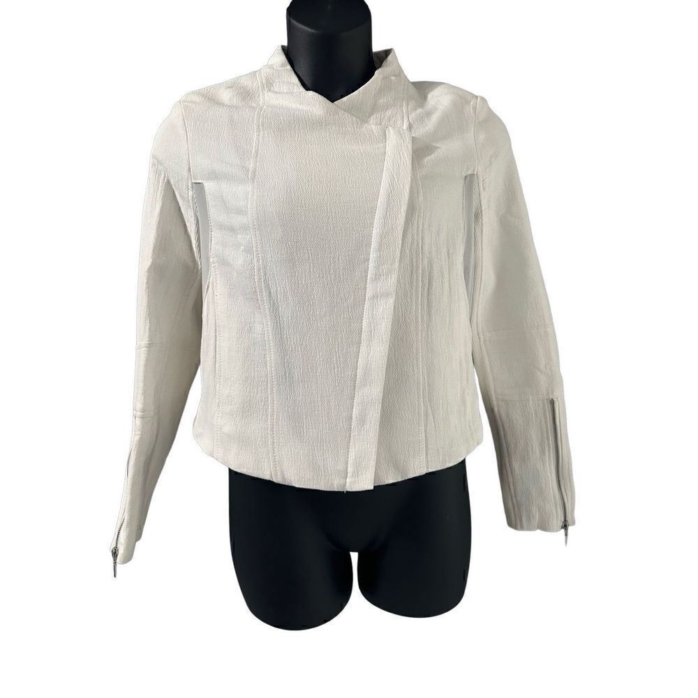 BlankNYC Women's So Icy Cream Asymmetrical Moto Jacket White Large NWT 🛑